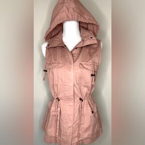 Love Tree Women 100% Cotton Hooded Vest Jacket Rose Pink Size Medium